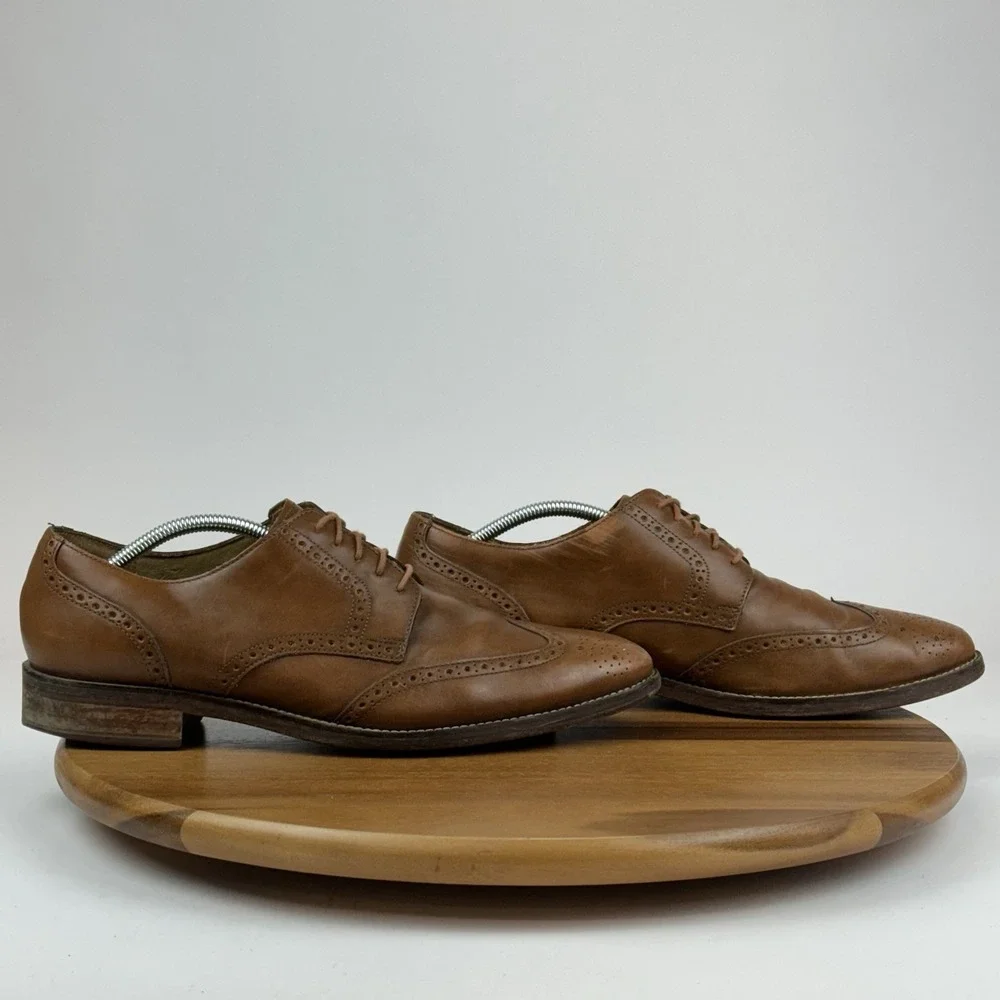 Mens Cole Haan Grand Os Madison Brown Leather Wingtip Dress Oxfords Size 11.5 M